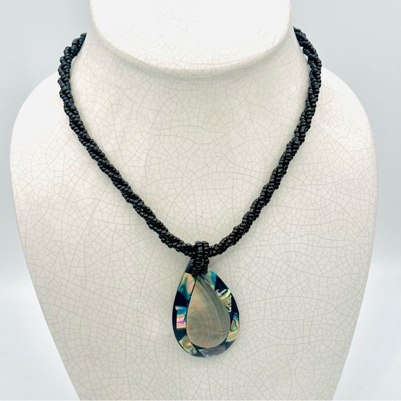 Artisan Jewelry - Handmade Onyx and Mother of Pearl Necklace